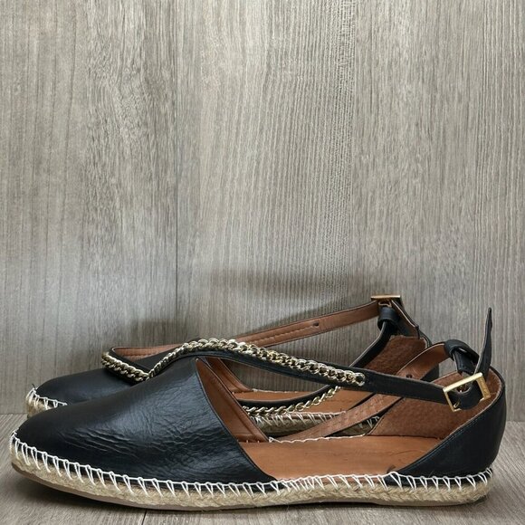 Carmin Sandals Womens Sz 39 Close Toe Gladiator Espadrille Flats Leather Black - Picture 3 of 11